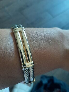 Gold-Tone Cable Strand Hinged Bracelet - Women's Jewelry